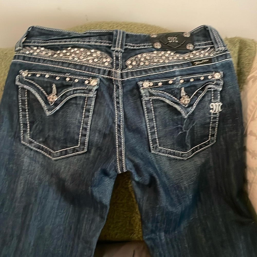 Miss Me Blue Boot Cut Jeans with Embellished Details